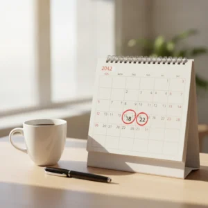 Calendrier des jours fériés 2026 avec les ponts entourés