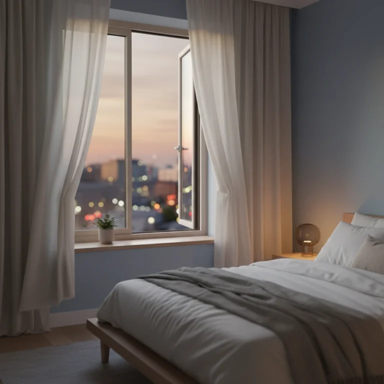 Fenêtre ouverte la nuit dans une chambre exposant le logement aux risques de cambriolage sans effraction