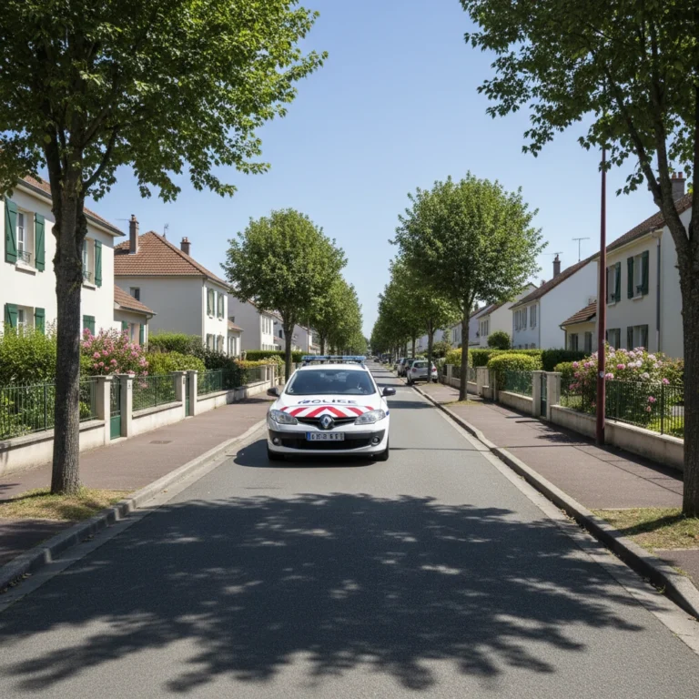 Patrouille de police surveillant un quartier résidentiel dans le cadre de l'opération tranquillité vacances