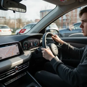 Jeune conducteur en permis probatoire au volant d'une voiture, illustrant les nouvelles restrictions